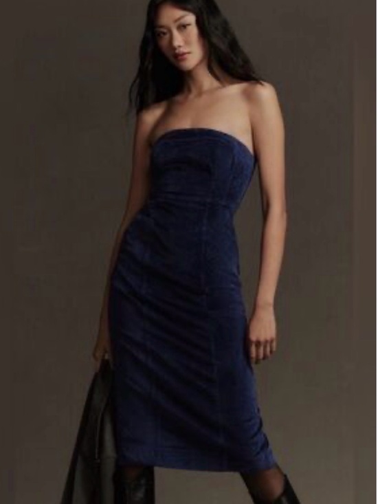 Pilcro Dresses & Skirts - Pilcro Strapless Navy Midi Dress